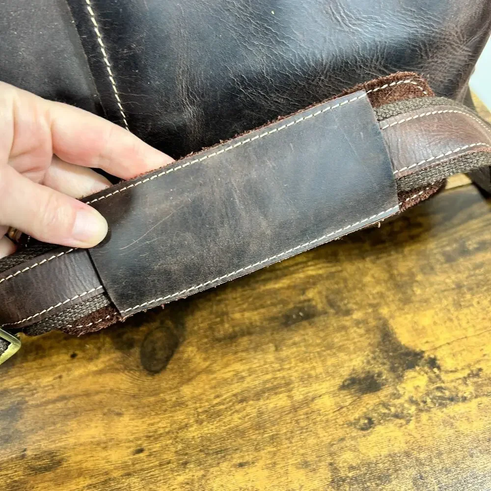 Leather Laptop Briefcase Bag Shoulder Strap Travel Storage Organizer
